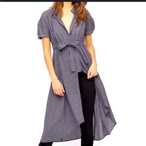 Free People Blue Checkered/Plaid Button Down Dress